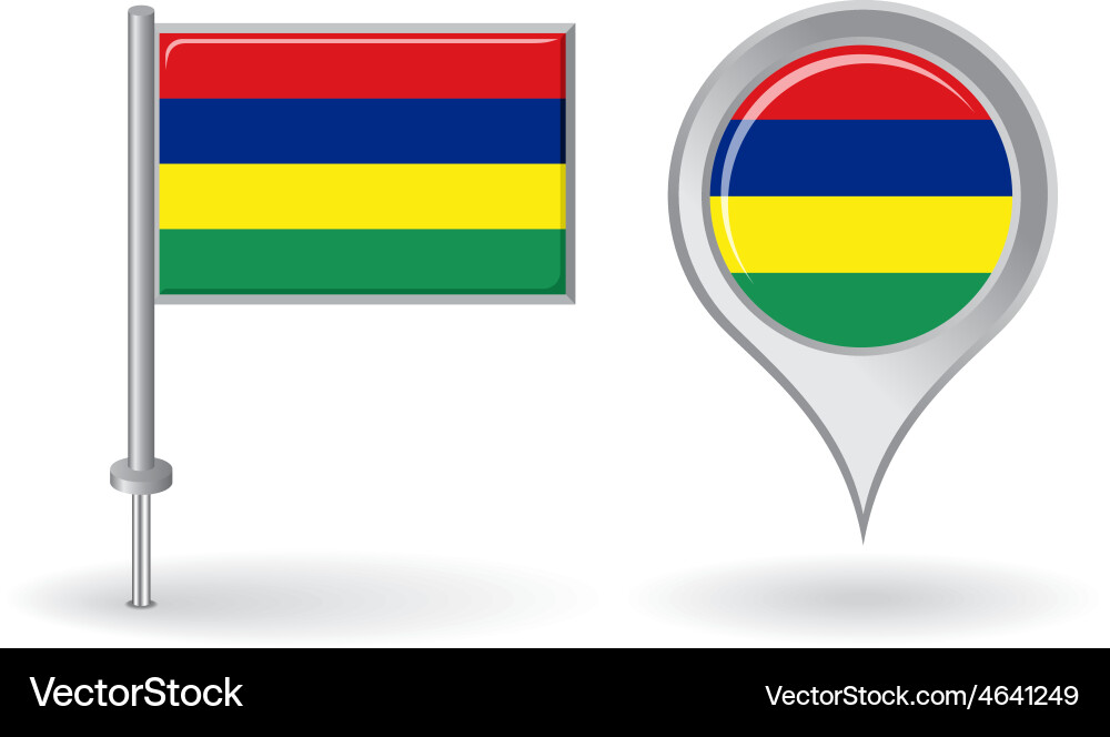 Map Pointer and Pin Icons - Mauritius vector image