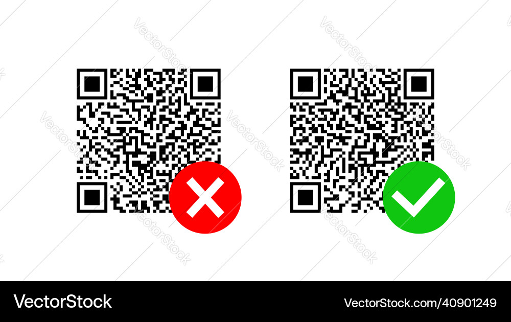 Qr-Code mit Scheck und Kreuz-Symbol von Barcode Qr-Code mit Scheck und Kreuz-Symbol von Barcode vektorbild