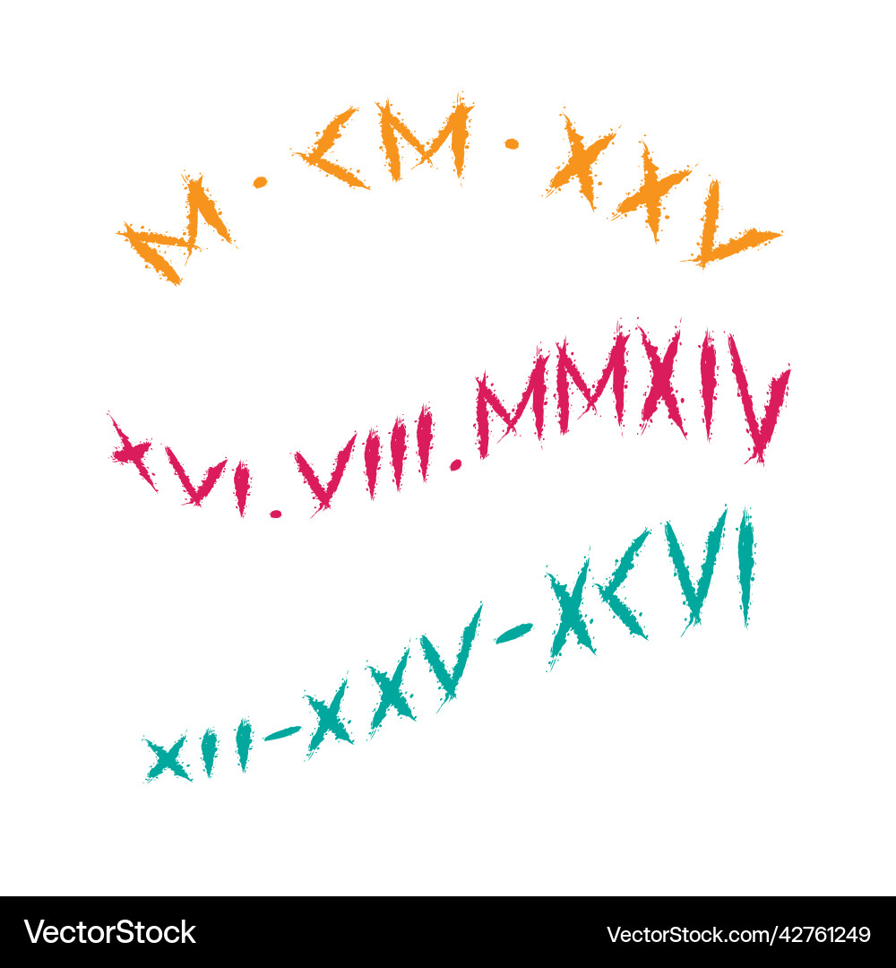 Runic roman numbers date warp Royalty Free Vector Image