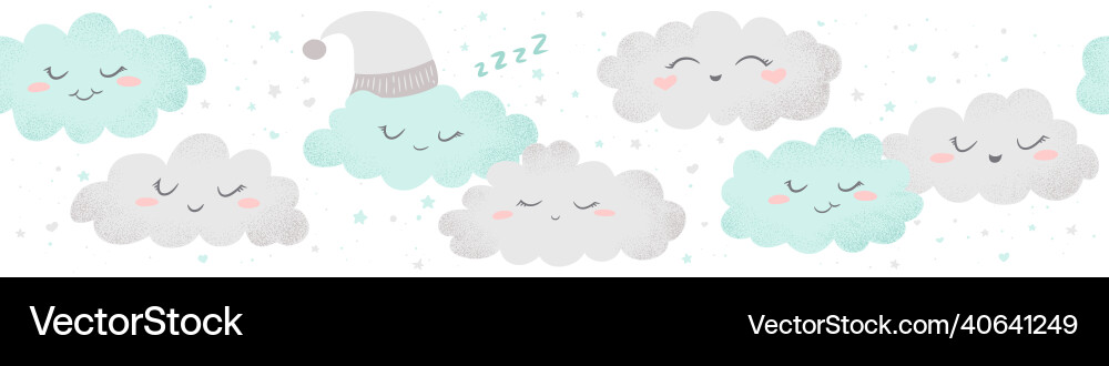 Seamless horizontal pattern with cute clouds Seamless horizontal pattern with cute clouds vector image