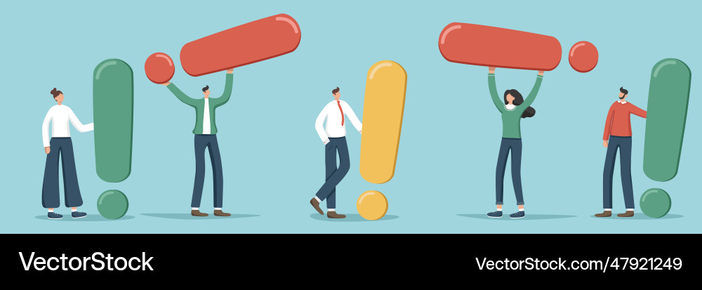 Set of random people with exclamation marks Set of random people with exclamation marks vector image