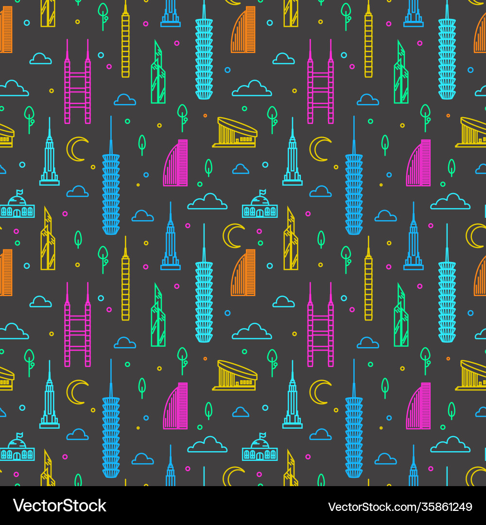 Skyscrapers simple line seamless pattern Vector Image