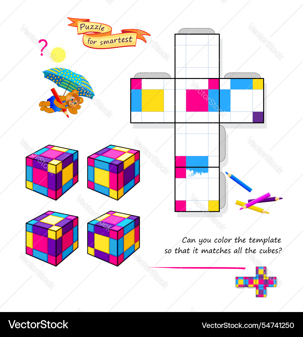 3D Logic Puzzle - Color Matching vector image