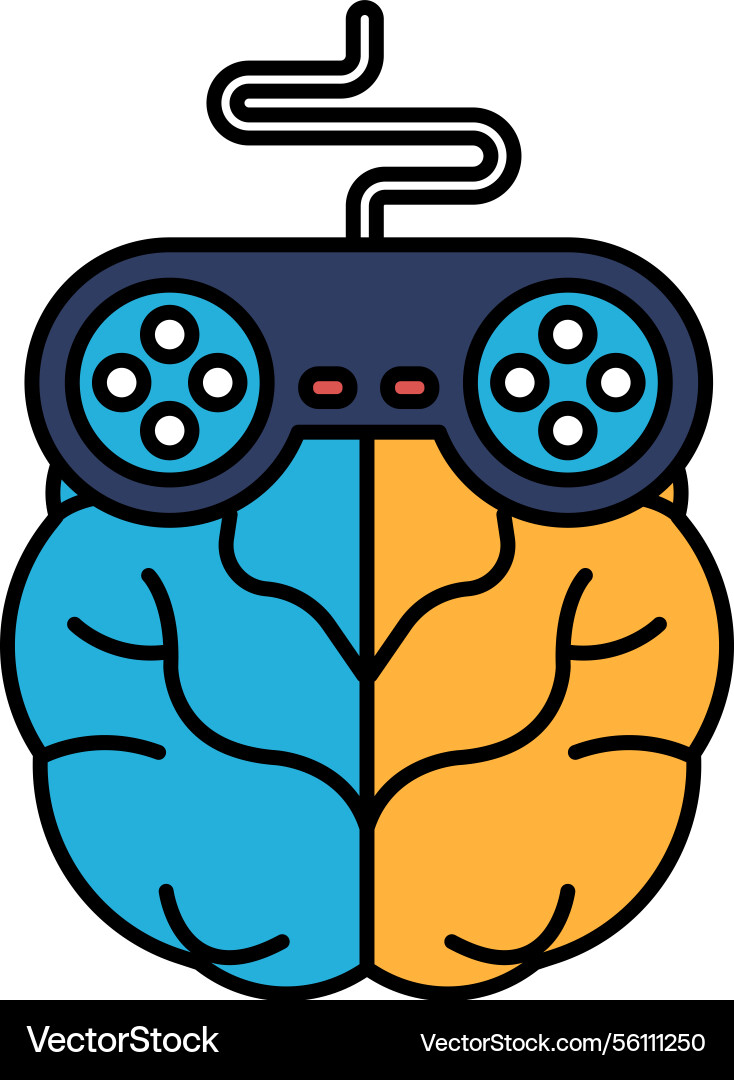 A brain with controller A brain with controller vector image