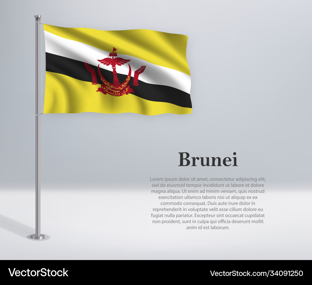 Brunei Flagge auf Flagpole Vektorbild