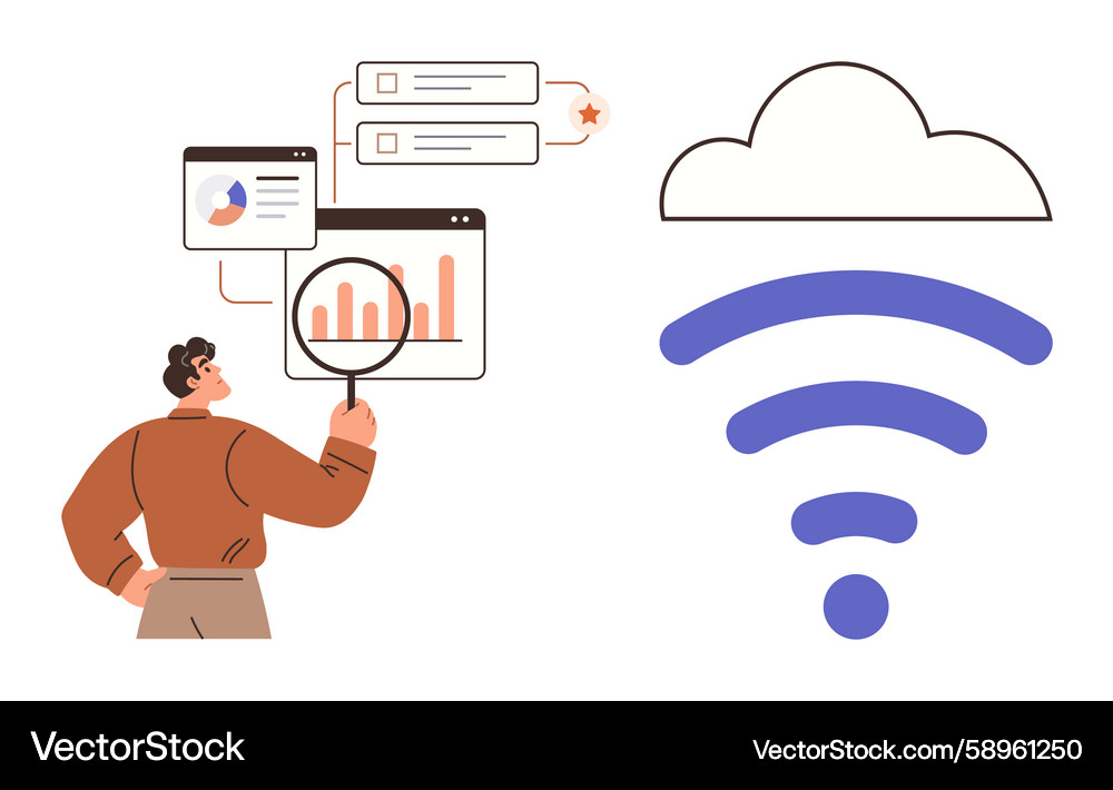 Cloud Data Analysis & Visualization Vector Image