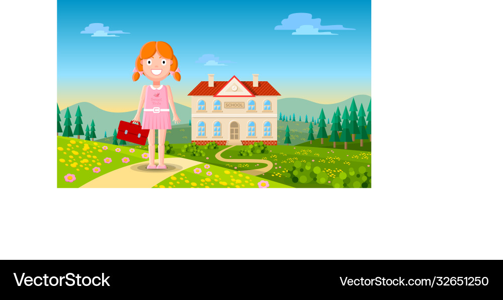Cute little redhead girl character in casual pink Cute little redhead girl character in casual pink vector image