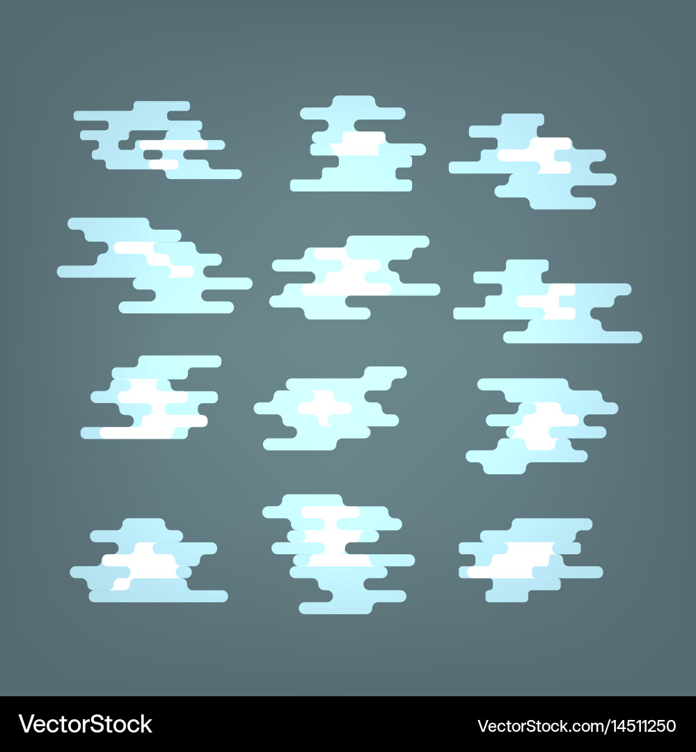 Different abstract clouds collection flat design vector image