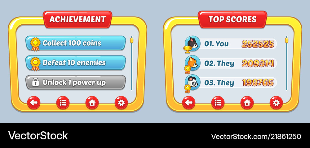 Game user interface templates Vector Image