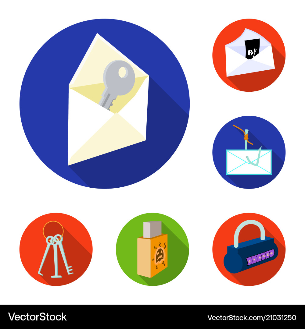 Hacker and hacking flat icons in set collection Vector Image