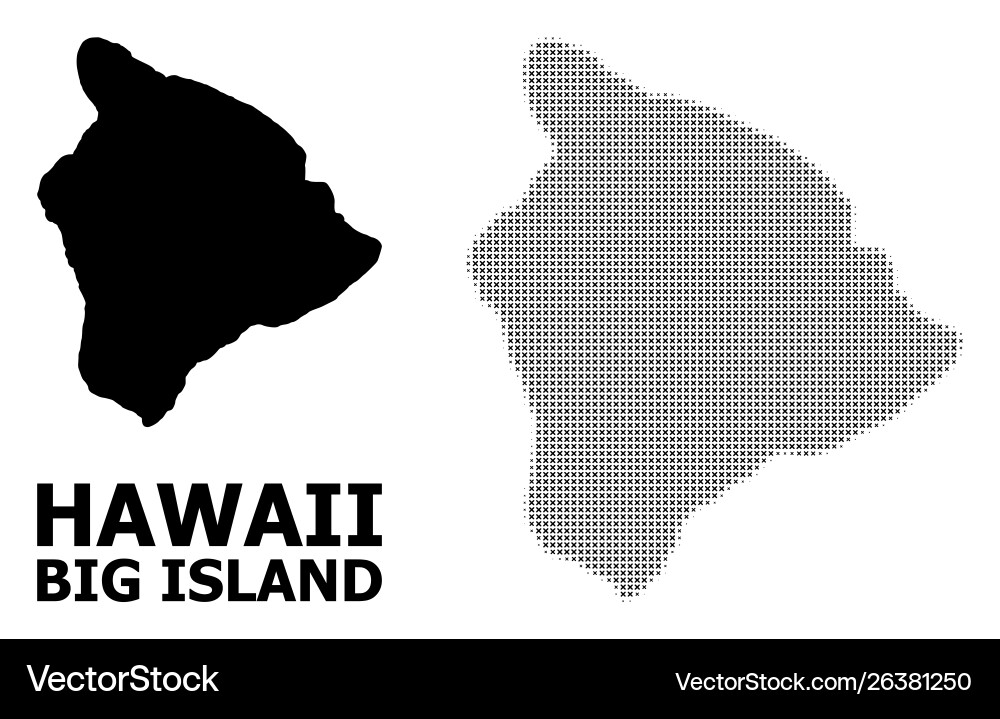 Halftone pattern and solid map hawaii Vector Image