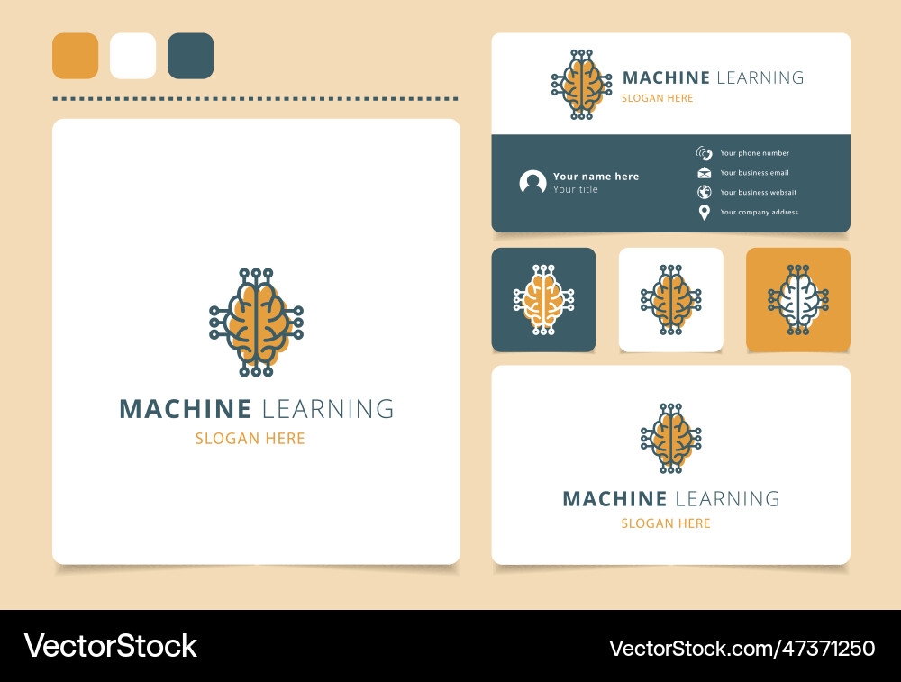Machine learning logo design with editable slogan Machine learning logo design with editable slogan vector image