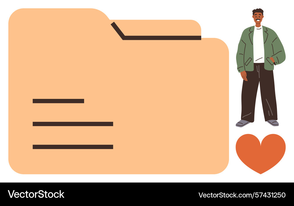 Oversized file folder with smiling person Oversized file folder with smiling person vector image