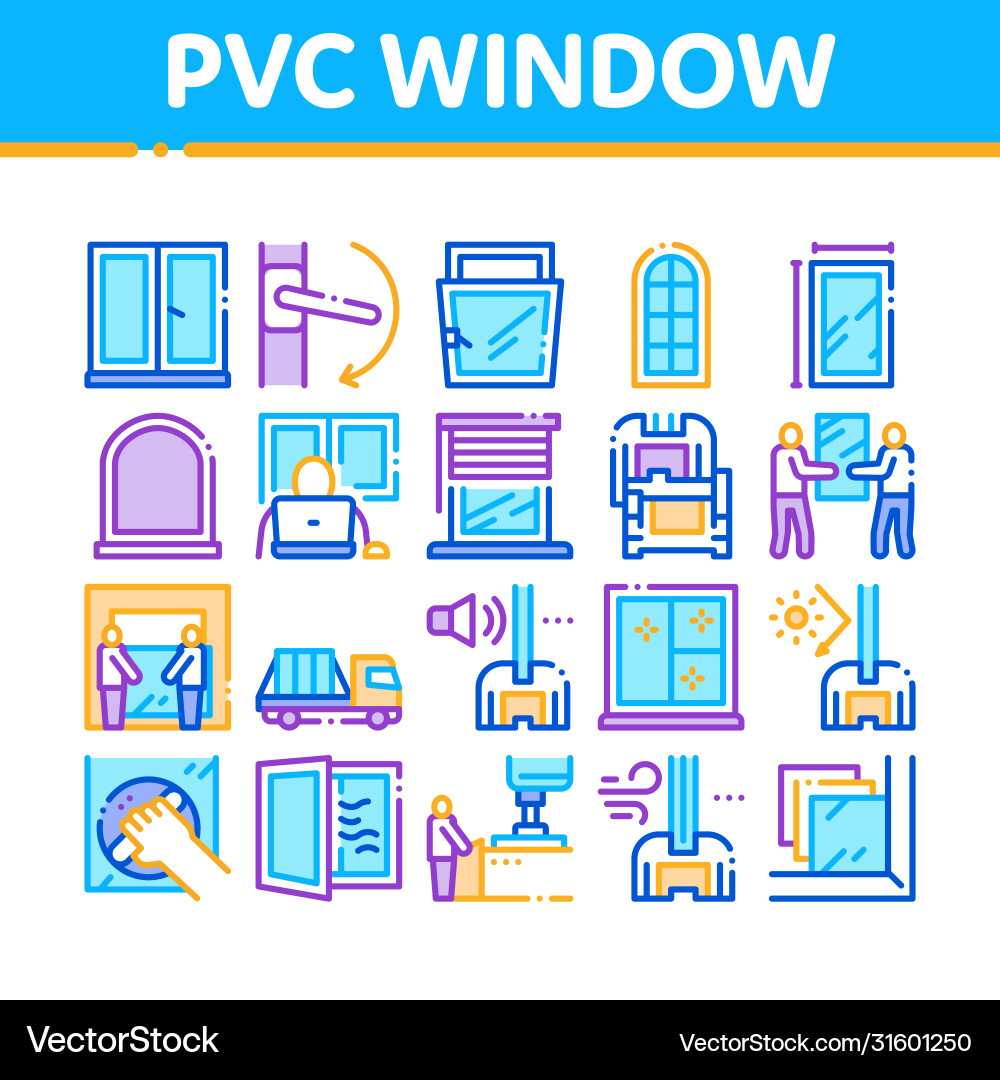 Pvc window frames collection icons set Pvc window frames collection icons set vector image