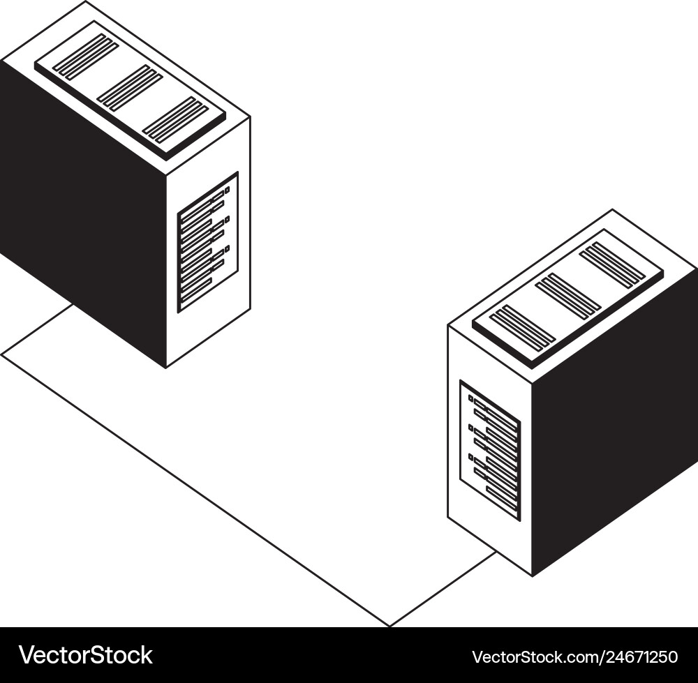 Servers data center with circuit isometric icon vector image