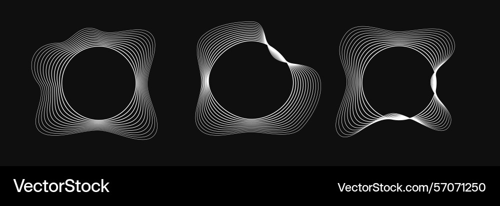 Set of round curved frames with dynamic wavy Set of round curved frames with dynamic wavy vector image
