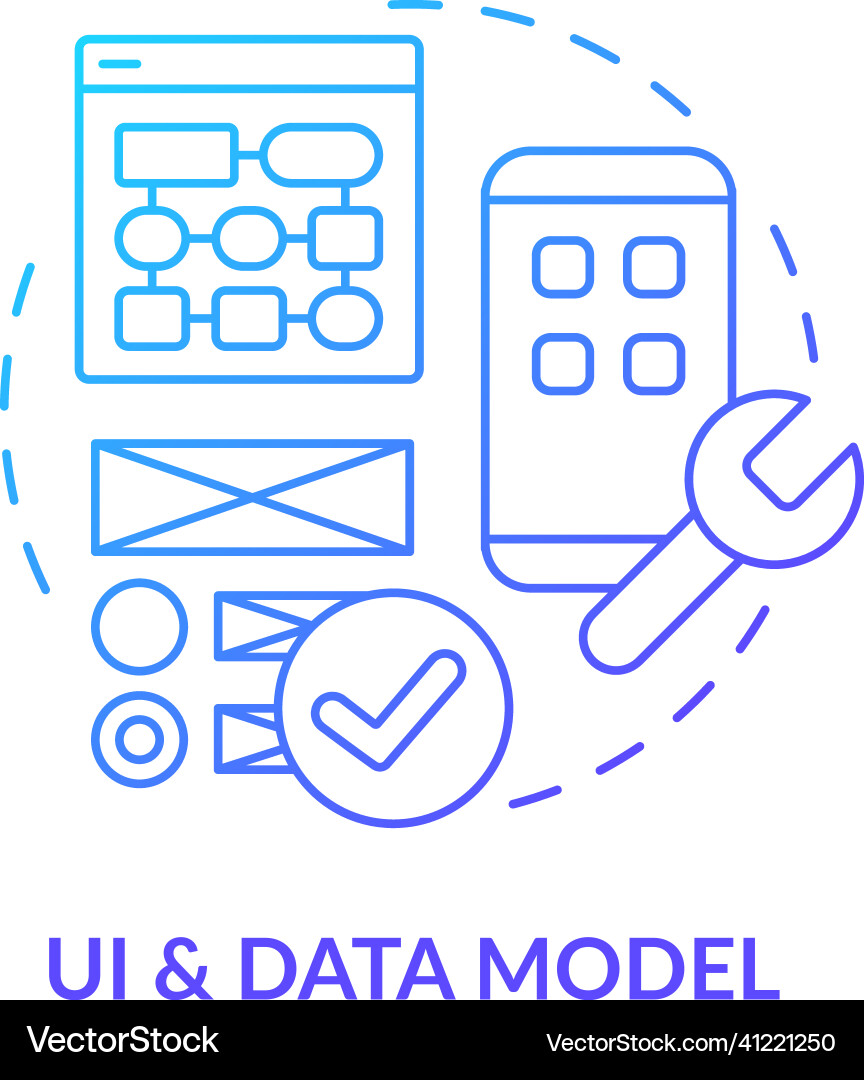 Ui and data model blue gradient concept icon Ui and data model blue gradient concept icon vector image