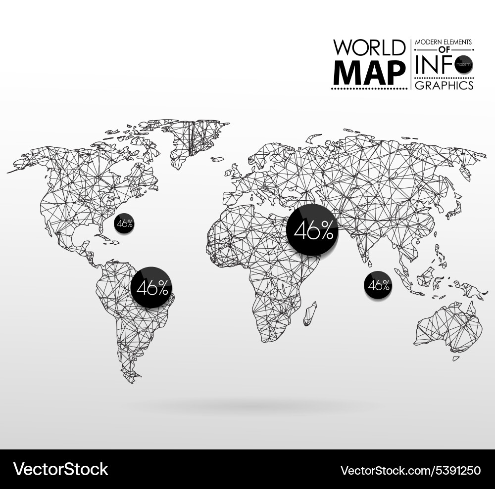 World map background in polygon vector image
