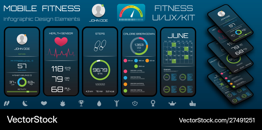 Application on smart phone to track steps app Vector Image