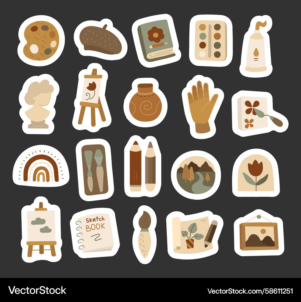 Art set in scandinavian with showing tools Art set in scandinavian with showing tools Vector Image