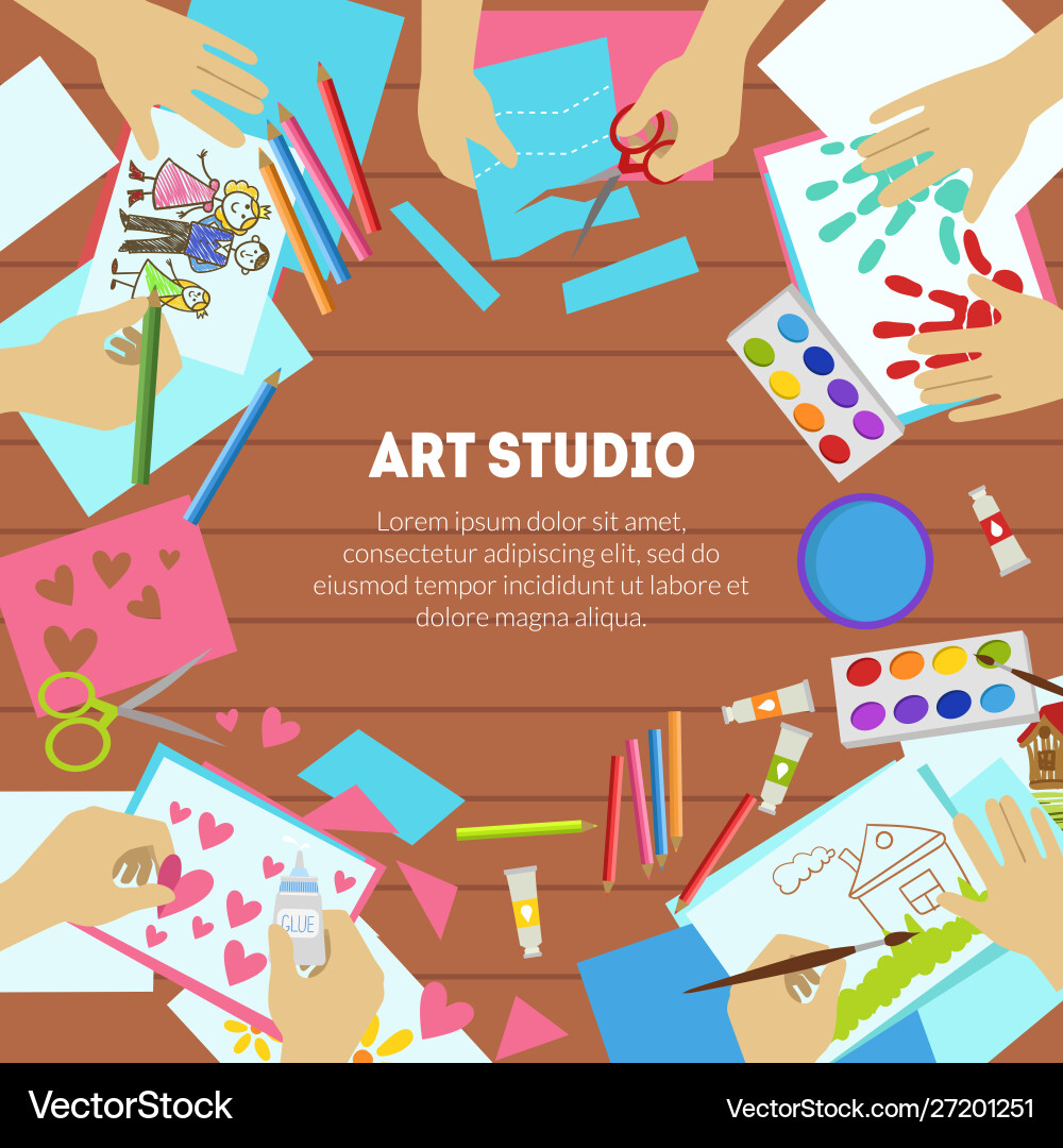 Art studio banner template with space for text Art studio banner template with space for text vector image