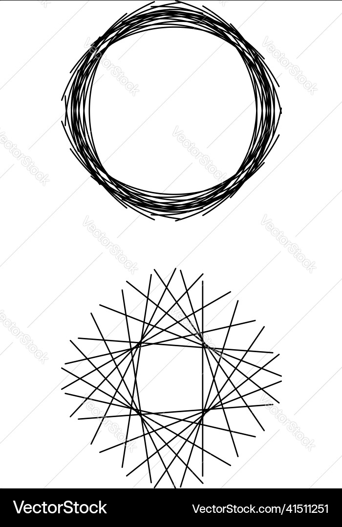 Circle circular form and matching angular edgy Circle circular form and matching angular edgy Vector Image