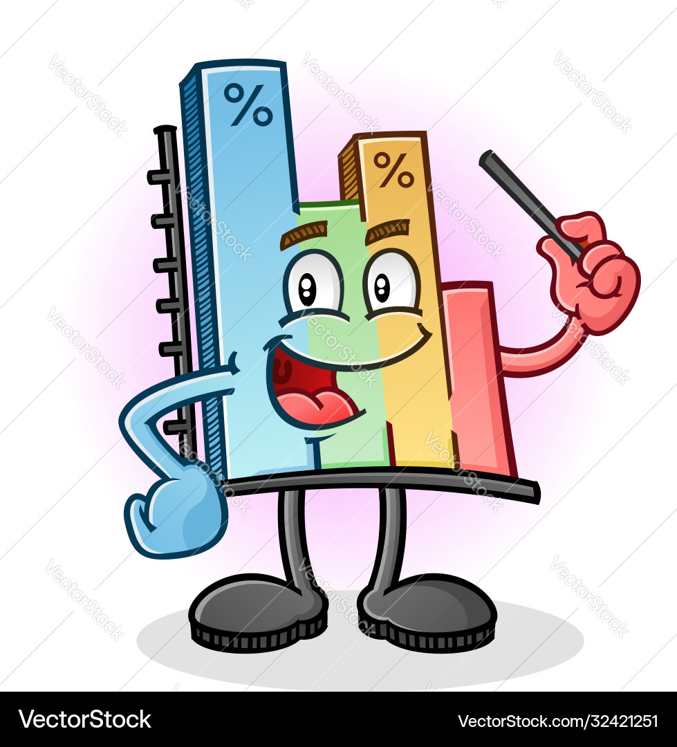 Colorful Bar Chart with Pointer Character vector image