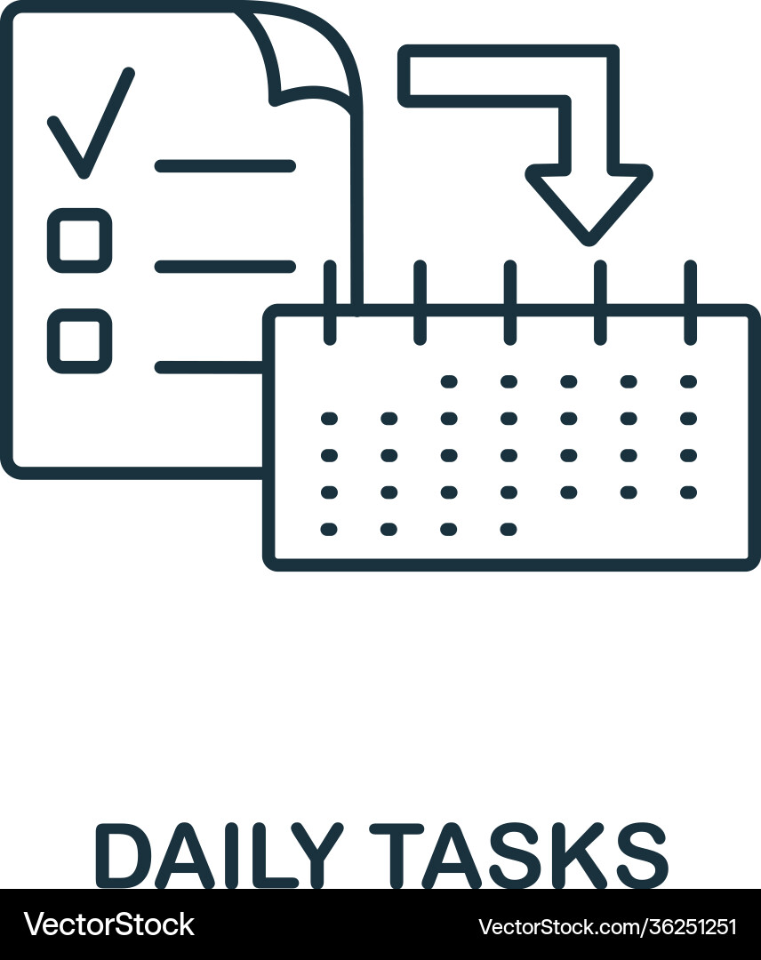 Daily tasks icon line style symbol from Vector Image