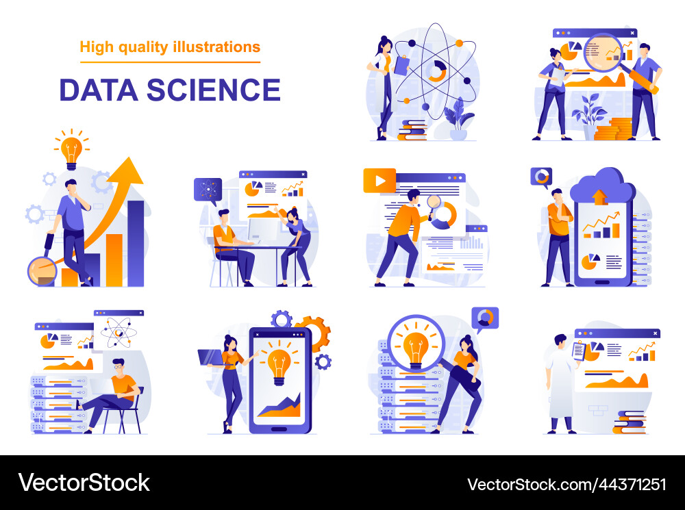 Data Science & Analytics Scene vector image