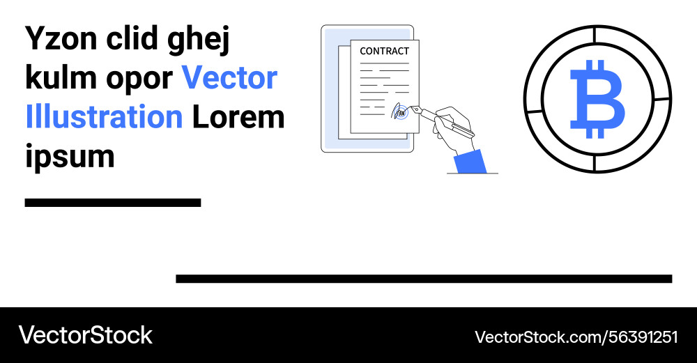 Digital contract signing and bitcoin blockchain Digital contract signing and bitcoin blockchain Vector Image