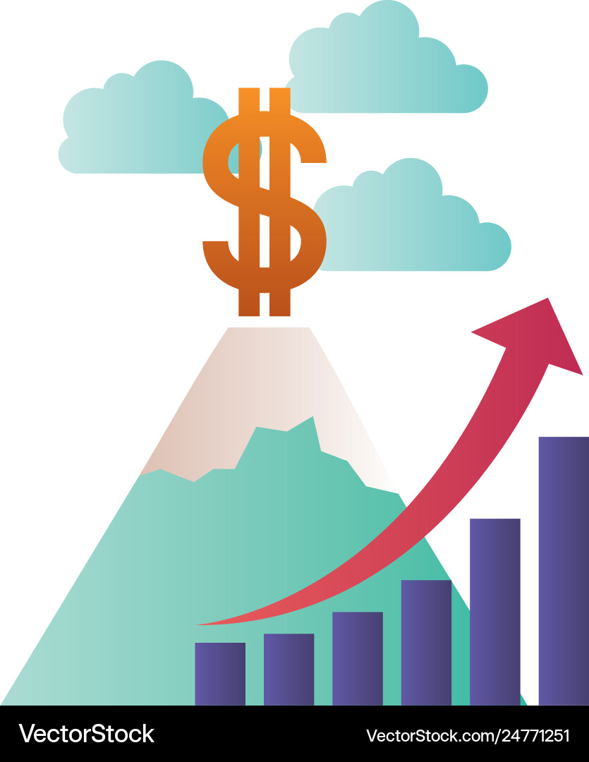 Dollar symbol with bar graph isolated icon vector image