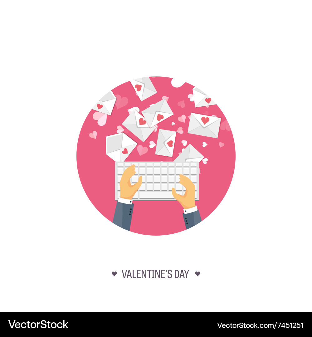 Flat background with keyboard vector image