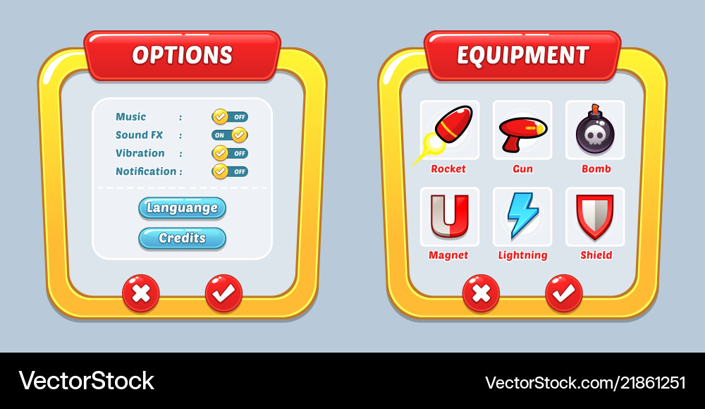 Game user interface templates Vector Image