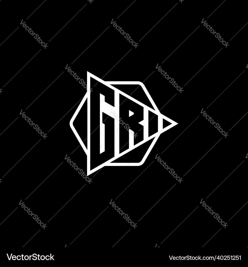 Gr logo monogram triangle play button vector image
