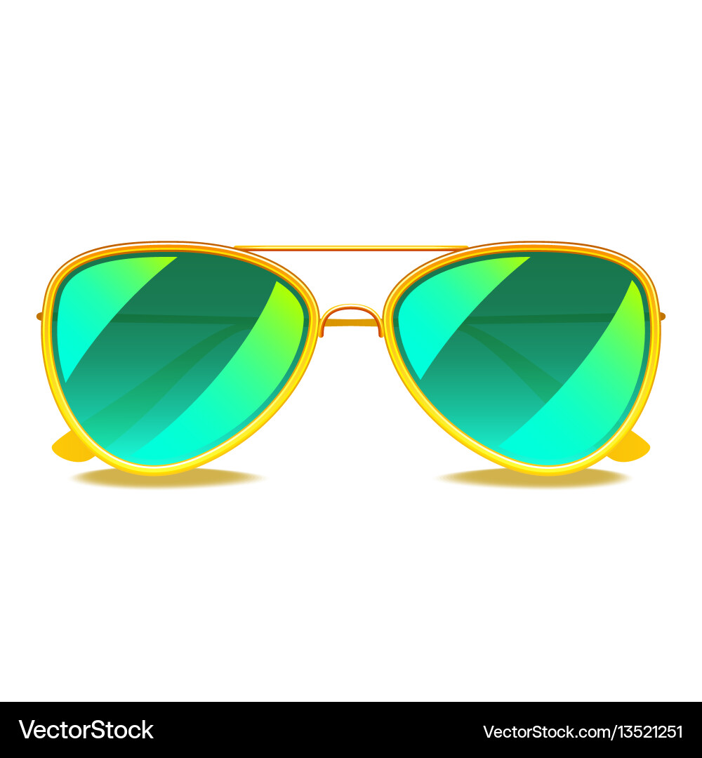 Green Mirror Aviator Sunglasses Vector Image