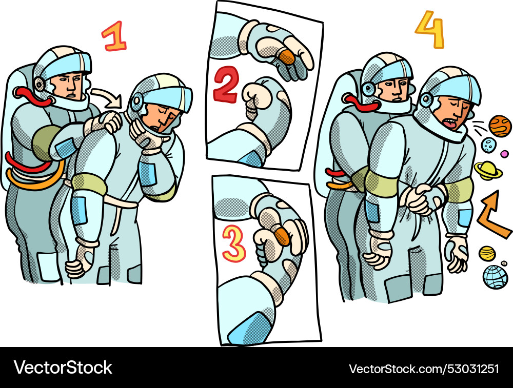 Heimlich maneuver saving someone choking on food Heimlich maneuver saving someone choking on food vector image