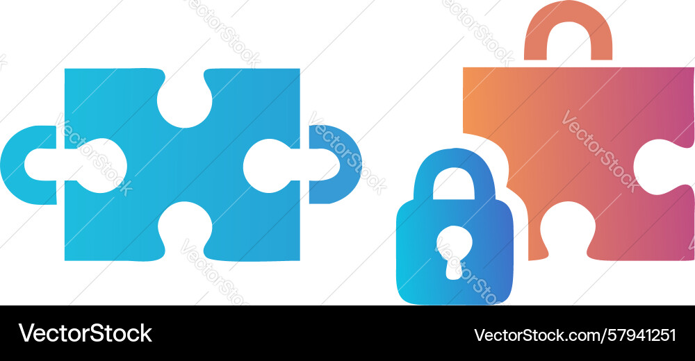 Interlocking Puzzle Padlock Icon Vector Image