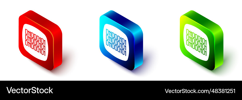 Isometric binary code icon isolated on white Isometric binary code icon isolated on white vector image