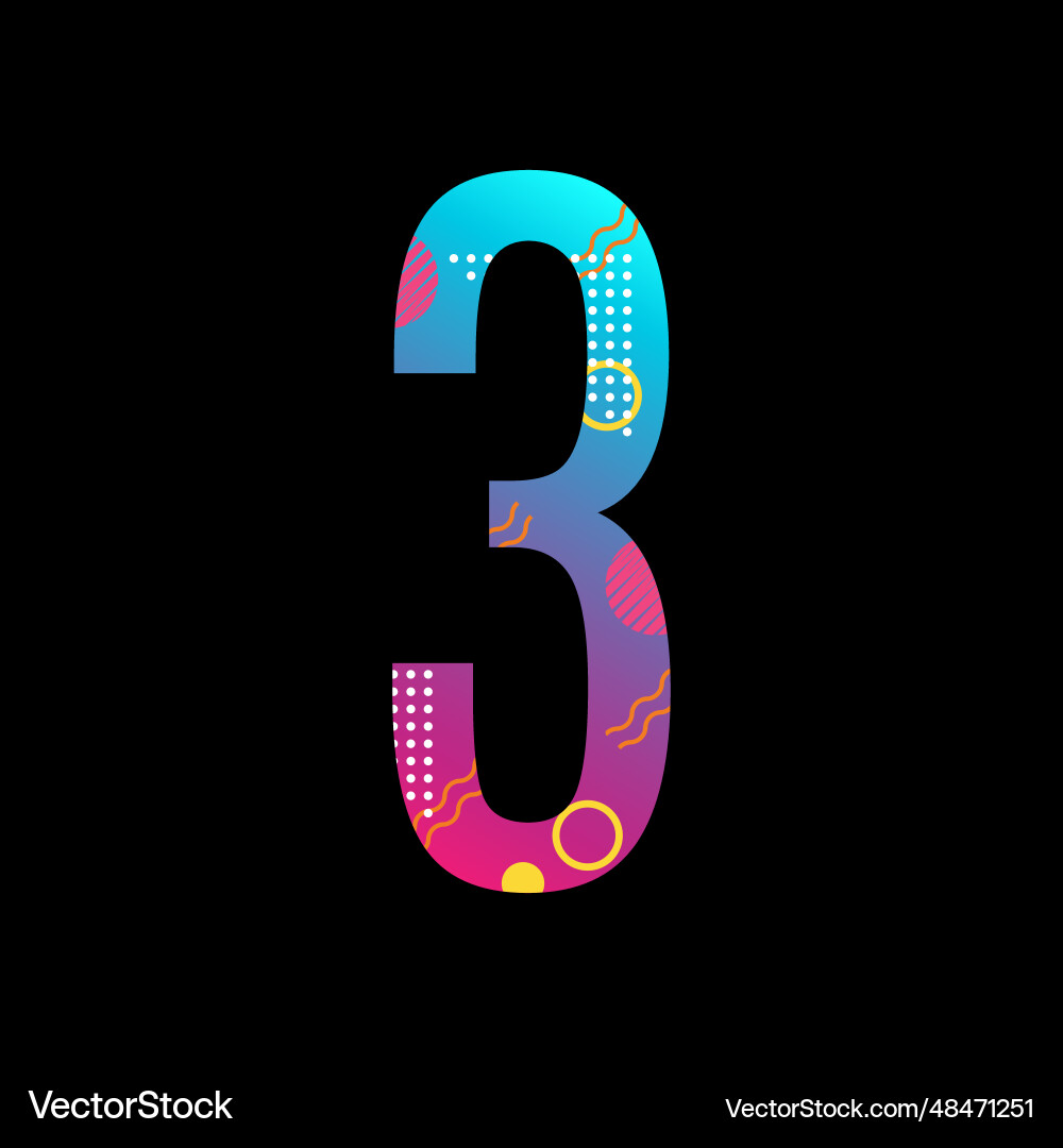 Modern abstract number colorful 3 Modern abstract number colorful 3 vector image