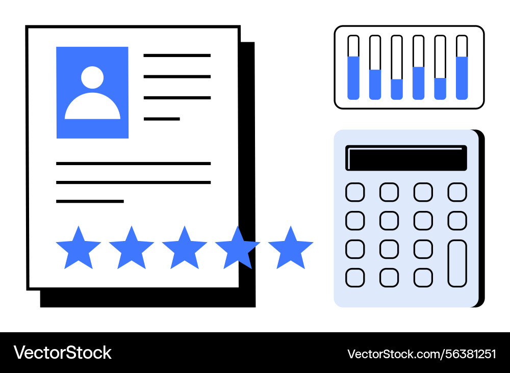 Performance evaluation with profile rating stars Performance evaluation with profile rating stars vector image