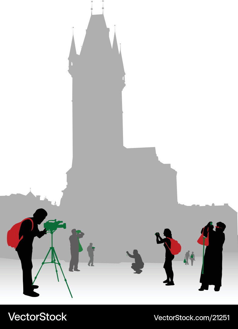 Prague Tourists Silhouette vector image