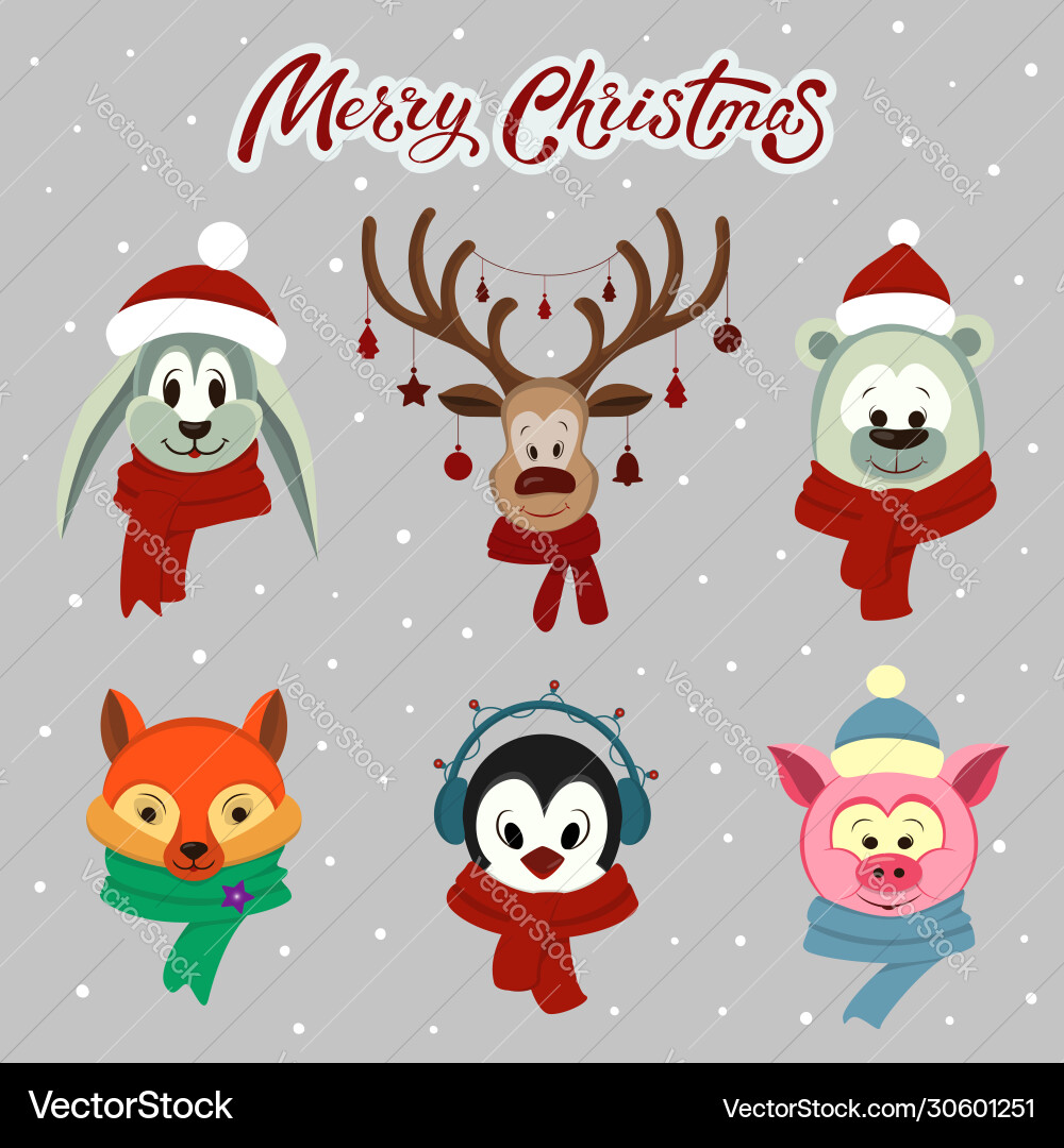Set Cartoon Weihnachten Charakter Rentiere polar Set Cartoon Weihnachten Charakter Rentiere polar vektorbild