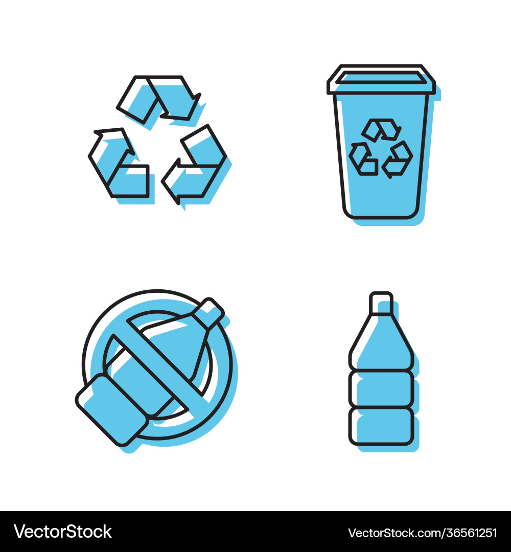 Set line recycle bin with icon color Set line recycle bin with icon color Vector Image