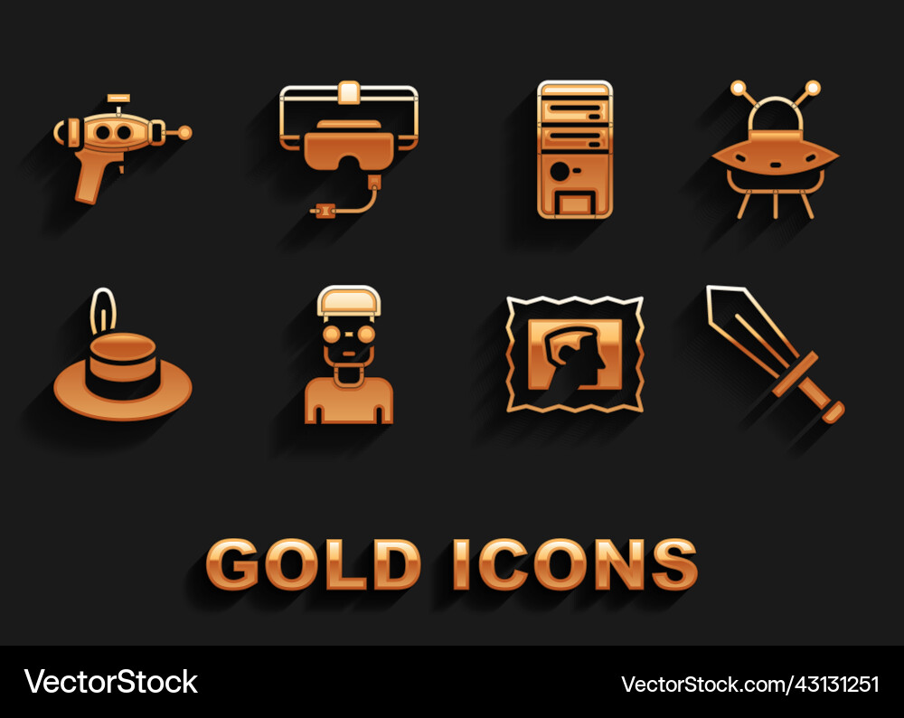 Set nerd geek ufo flying spaceship sword Set nerd geek ufo flying spaceship sword vector image