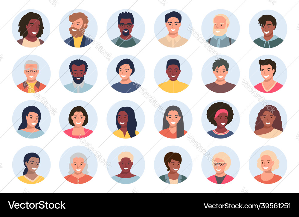 Set of persons avatars people heads different Set of persons avatars people heads different vector image