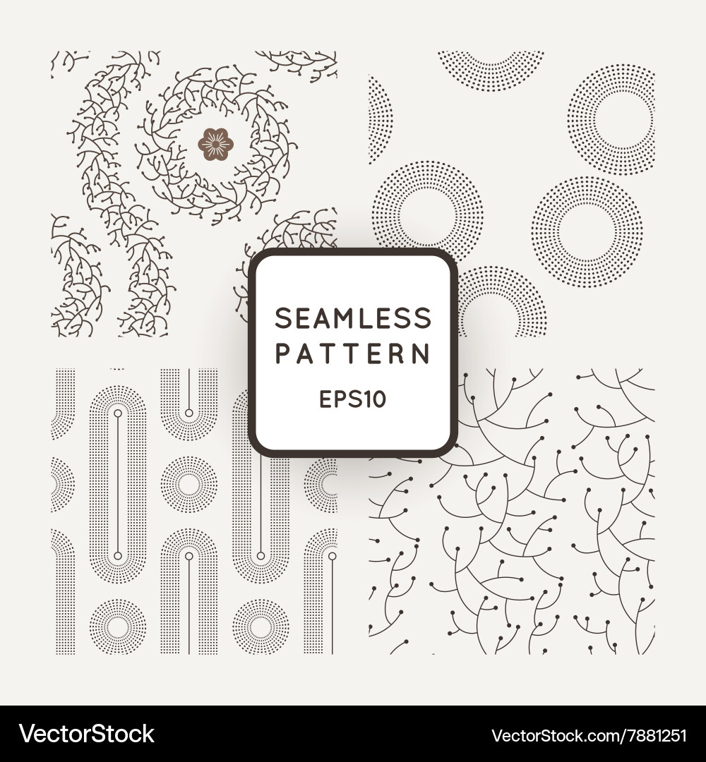 Set of seamless patterns with dotted vector image
