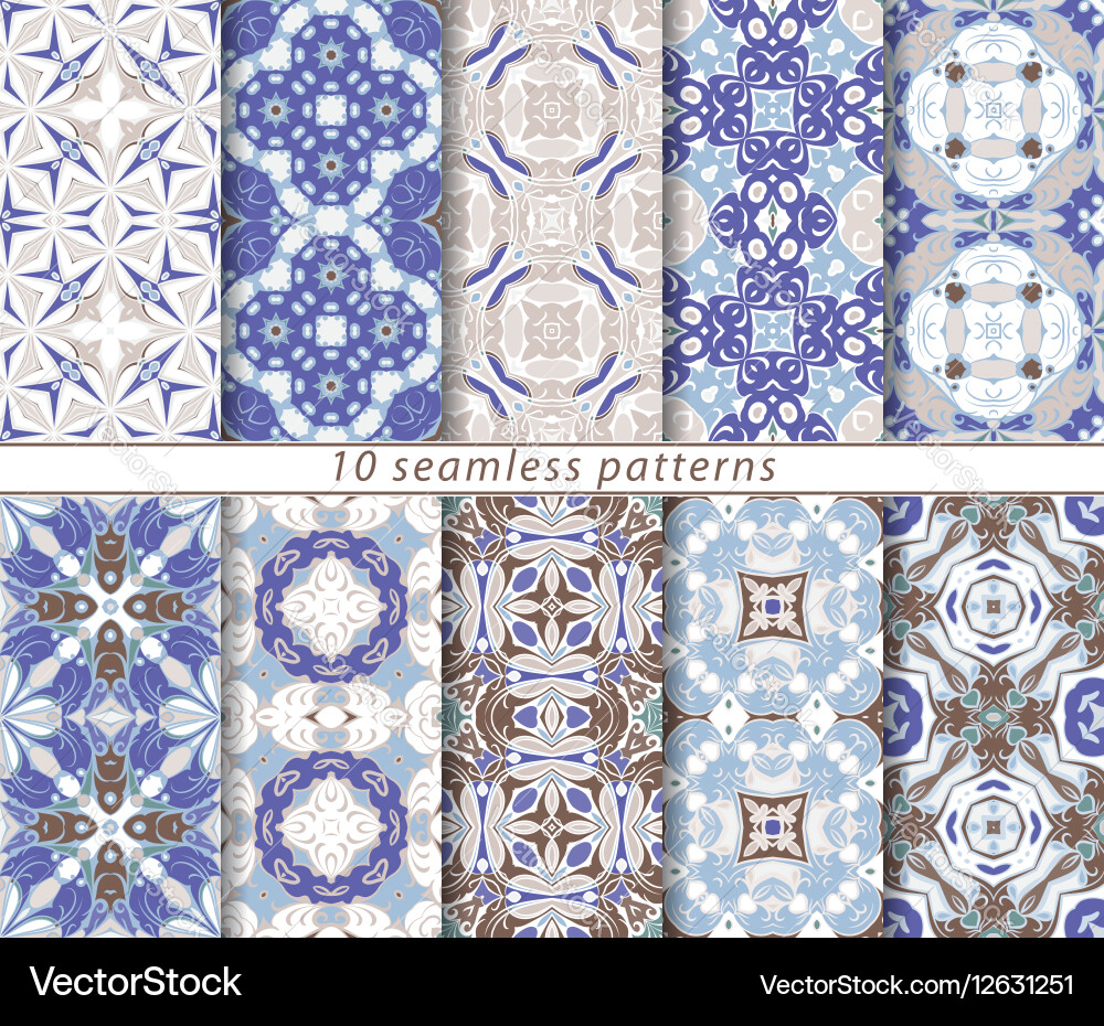 Set of ten seamless abstract patterns vector image