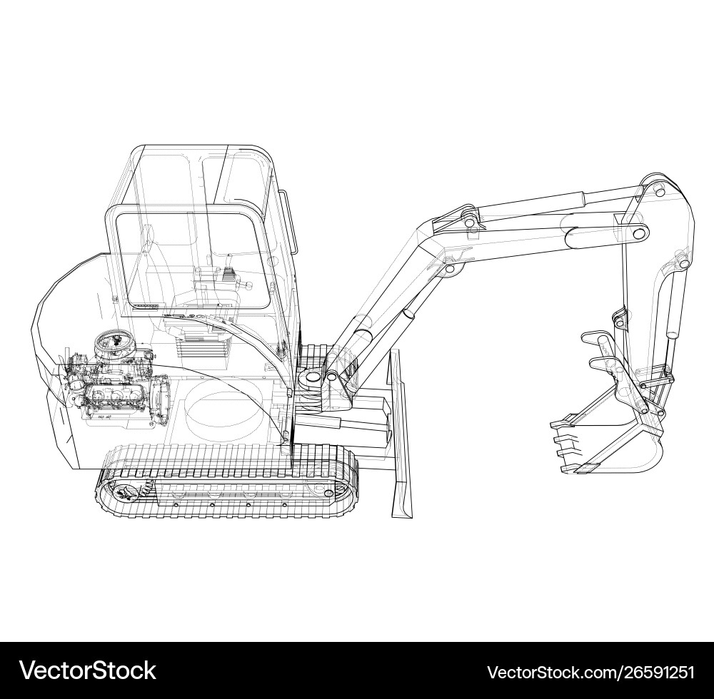 Sketch small treactor with actor vector image