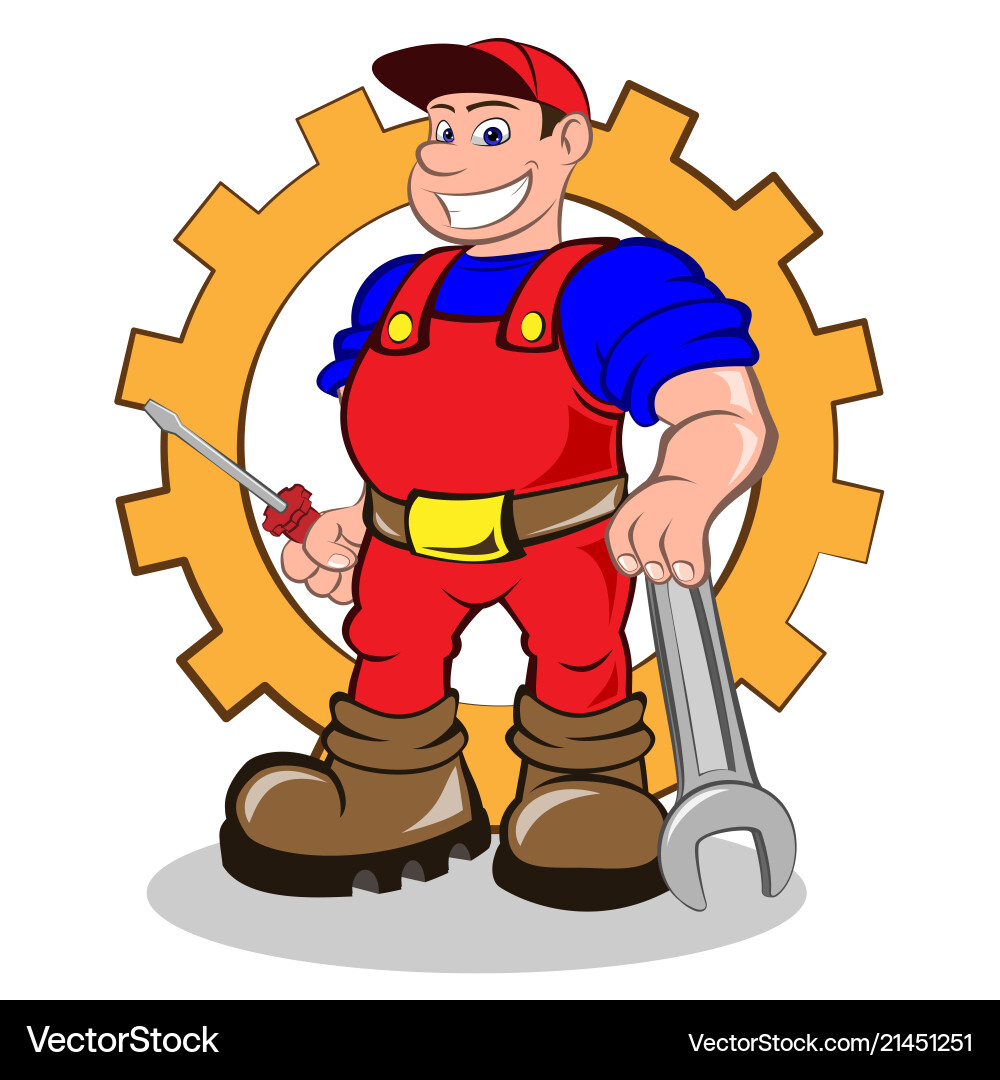 Smiling Mechanic with Tools vector image