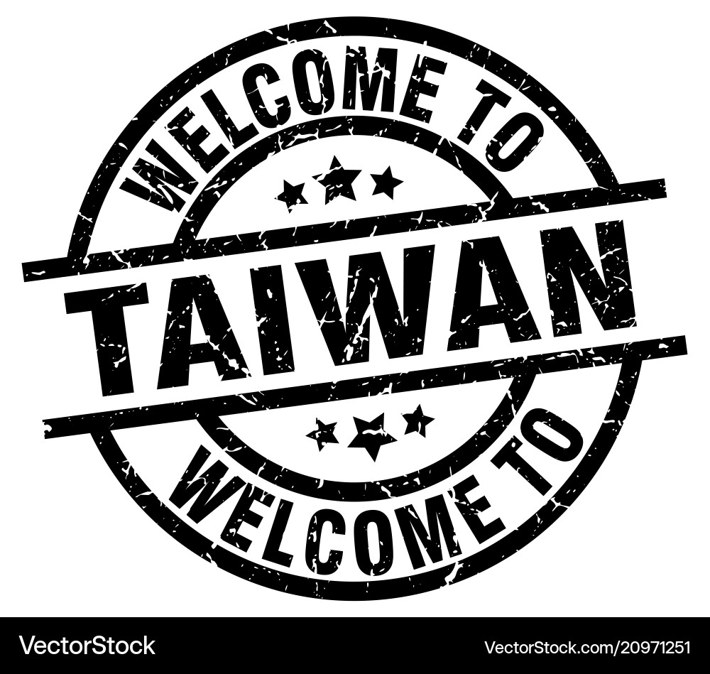 Taiwan Black Stamp - Welcome Vector Image